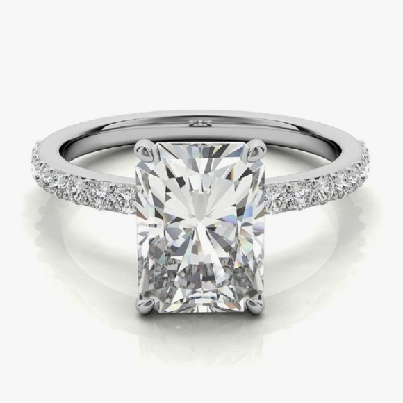 Independent Jewelry - Genuine 5 Carat Radiant Cut GRA Cerified Moissanite Ring 18k/925 Sz 9!